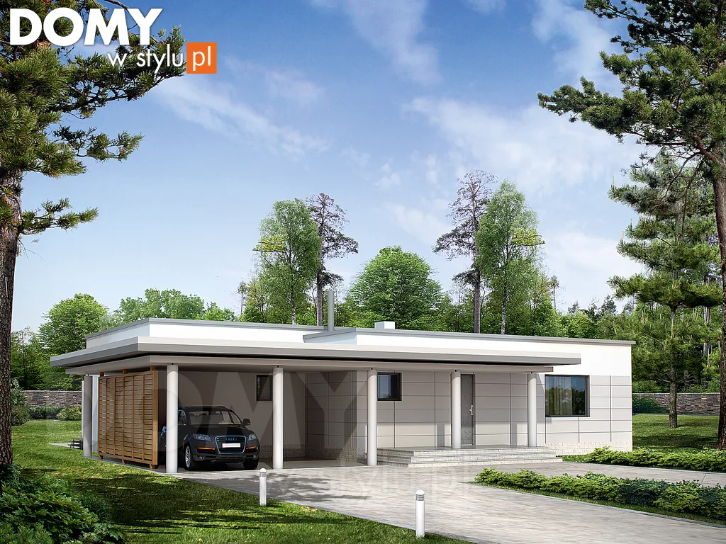 Nowoczesny projekt domu parterowego Szkwał - wizualizacja frontowa