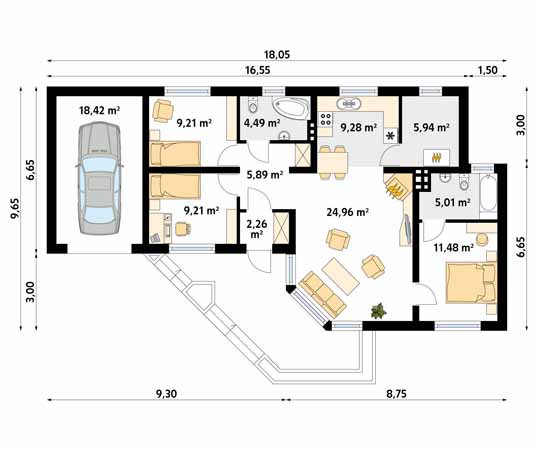 Projekt domu Szyper 3 - rzut parteru