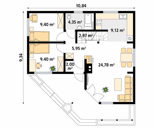 Projekt domu Szyper 4 dr-S - rzut parteru