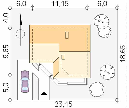 Projekt domu Szyper 5 - usytuowanie na działce