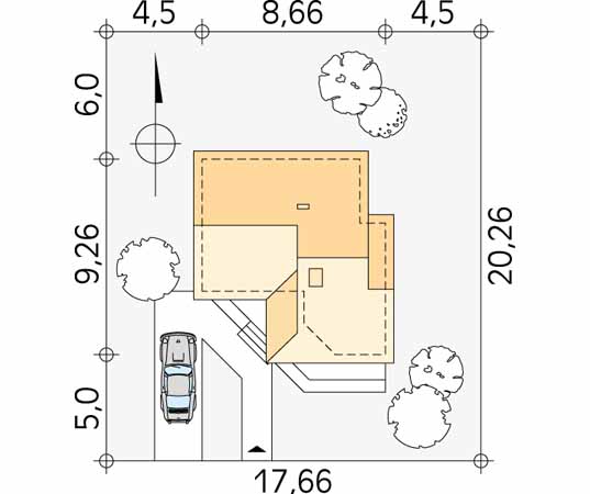 Projekt domu Szyper 6 dr-S - usytuowanie na działce