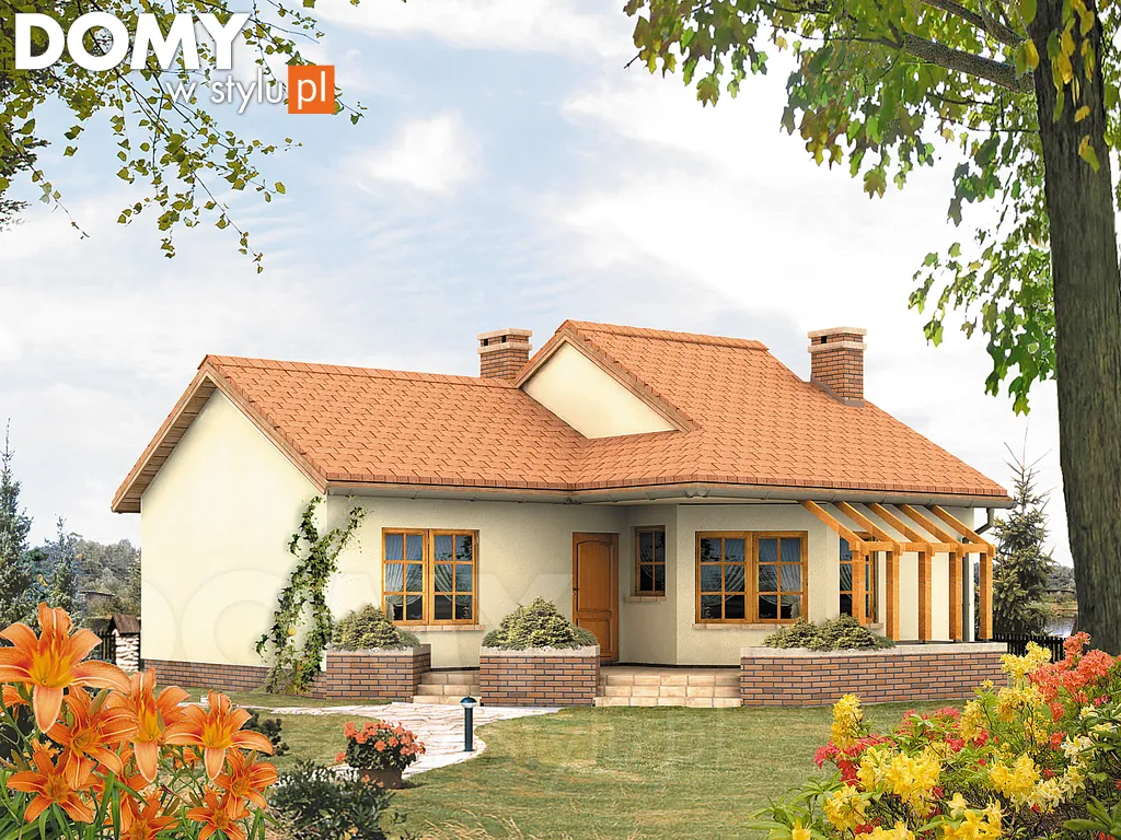 Projekt domu parterowego letniskowego Szyper M - wizualizacja frontowa