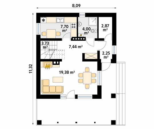 Projekt domu Takt - rzut parteru