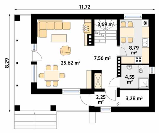 Projekt domu Takt 3 - rzut parteru