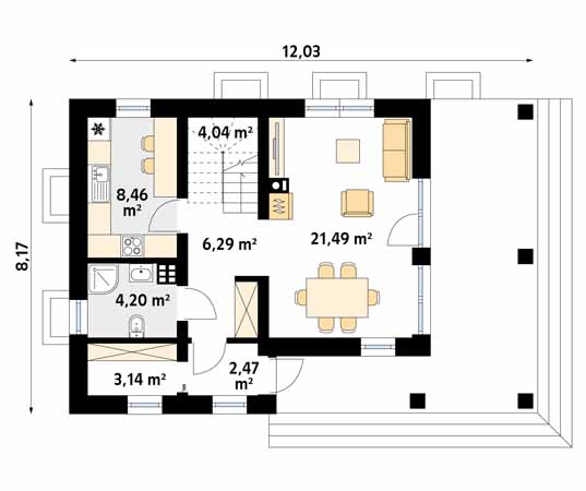 Projekt domu Takt 6 - rzut parteru