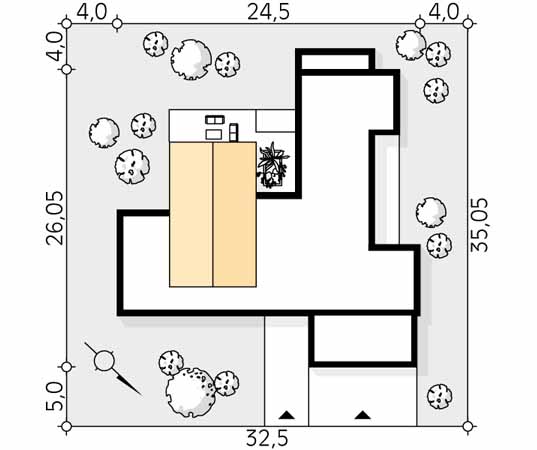 Projekt domu Temida - usytuowanie na działce