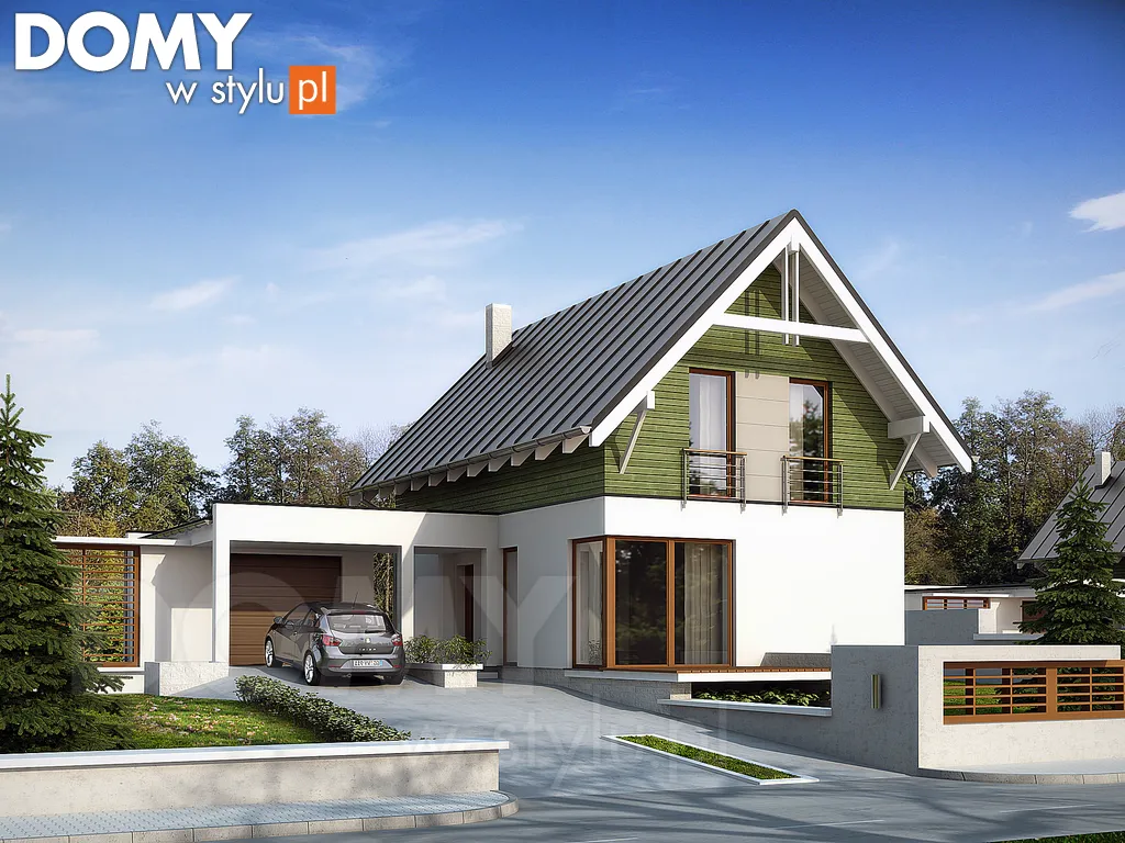Nowoczesny projekt domu z poddaszem Teo - wizualizacja frontowa