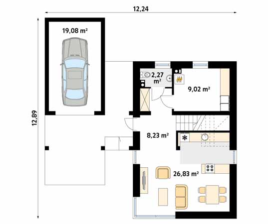 Projekt domu Teo 2 - rzut parteru