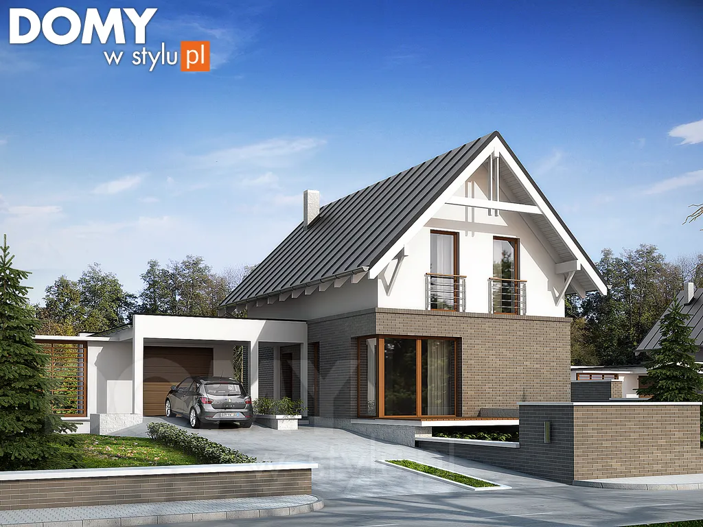 Nowoczesny projekt domu z poddaszem Teo 4 - wizualizacja frontowa