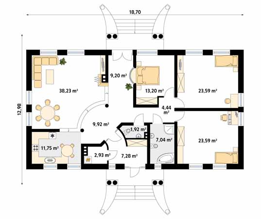 Projekt domu Tercja 2 - rzut parteru