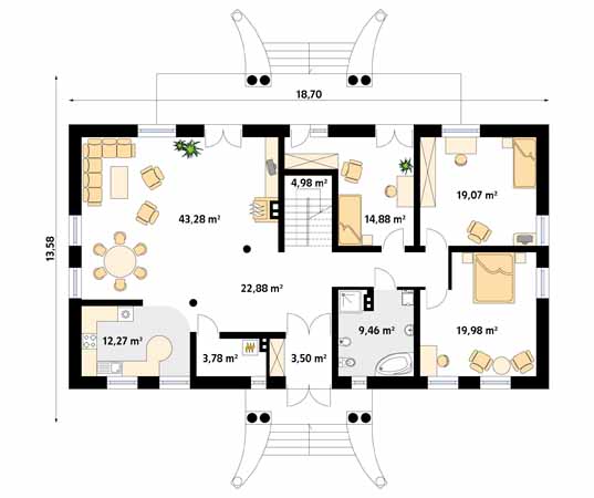 Projekt domu Tercja 3 - rzut parteru