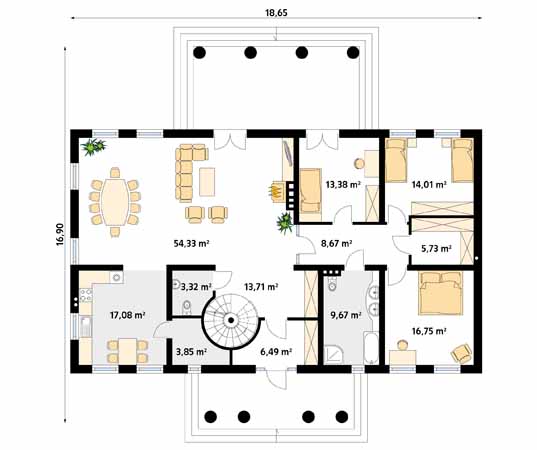 Projekt domu Tercja 5 - rzut parteru