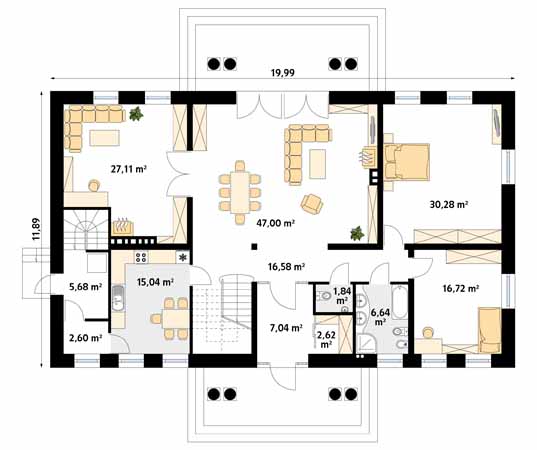 Projekt domu Tercja 7 - rzut parteru