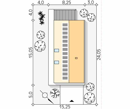 Projekt domu Tetyda - usytuowanie na działce