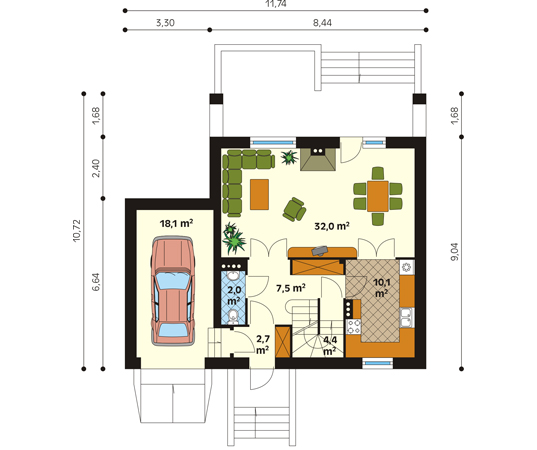 Projekt domu Topaz - rzut parteru