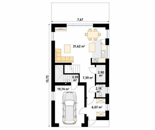 Projekt domu Trakt - rzut parteru