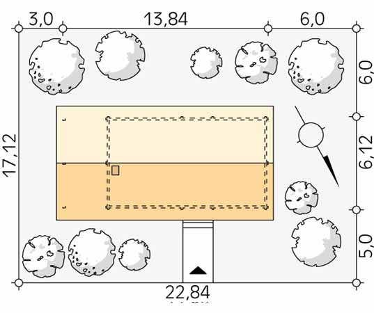 Projekt domu Traper 2 bal - usytuowanie na działce