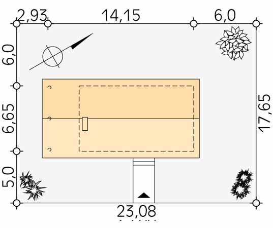 Projekt domu Traper bal - usytuowanie na działce