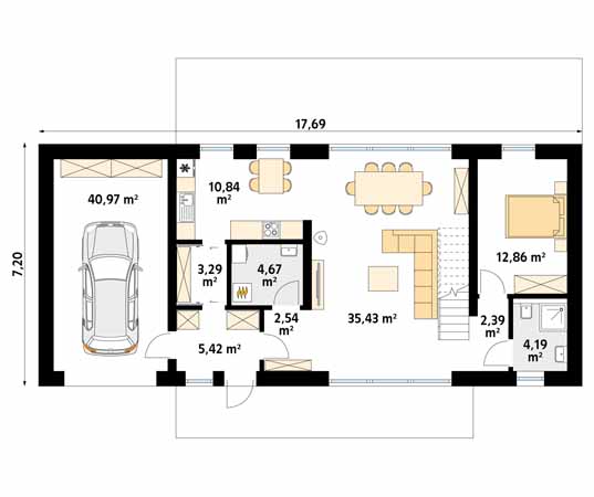 Projekt domu Tytus - rzut parteru