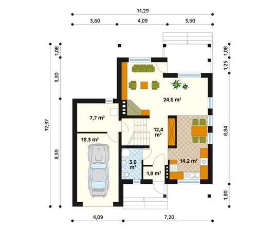 Projekt domu Uwertura - rzut parteru