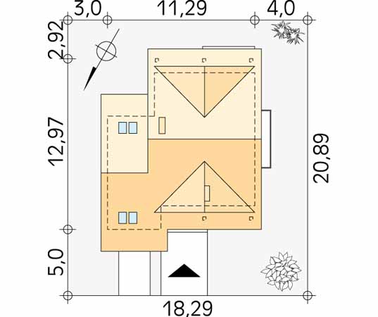 Projekt domu Uwertura - usytuowanie na działce