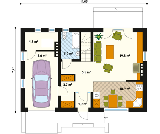 Projekt domu Vigo - rzut parteru
