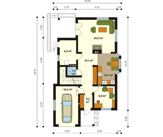 Projekt domu Viola - rzut parteru