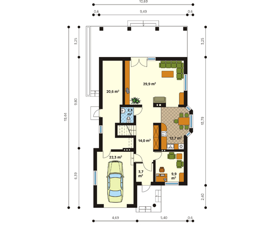 Projekt domu Viola 4 - rzut parteru