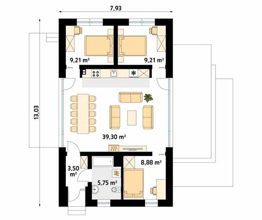 Projekt domu Wakacyjny - rzut parteru