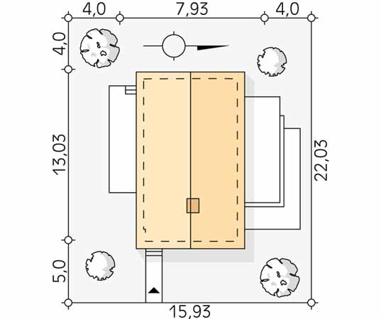 Projekt domu Wakacyjny - usytuowanie na działce