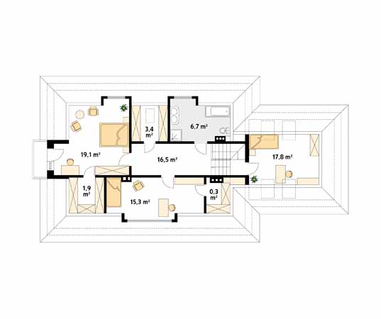 Projekt domu Walc - rzut poddasza