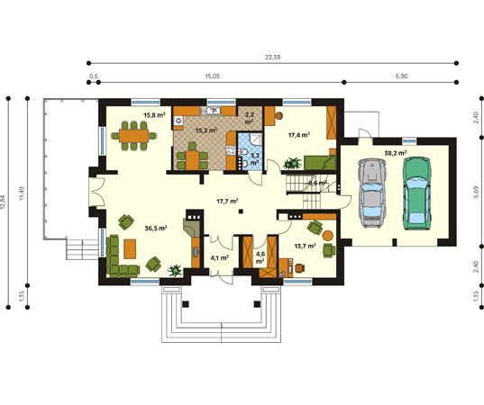 Projekt domu Walc 4 - rzut parteru