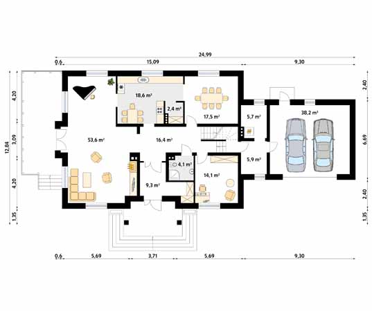 Projekt domu Walc 5 - rzut parteru