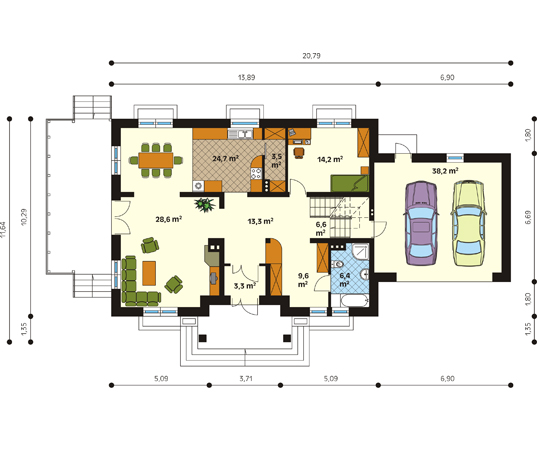 Projekt domu Walc 6 - rzut parteru