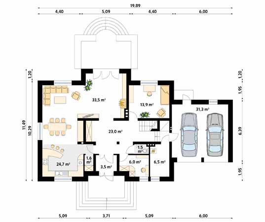 Projekt domu Walczyk - rzut parteru