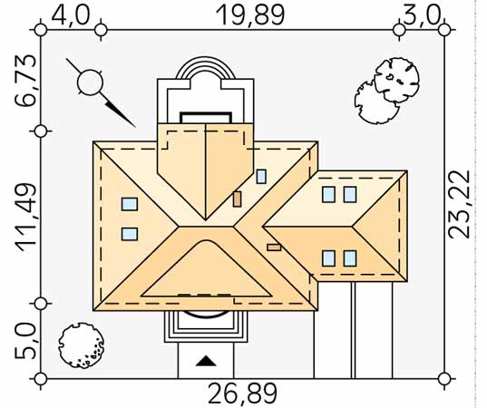 Projekt domu Walczyk - usytuowanie na działce