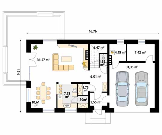 Projekt domu Wena - rzut parteru