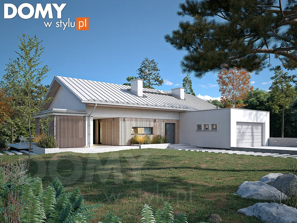 Nowoczesny projekt domu parterowego Wenge - wizualizacja frontowa