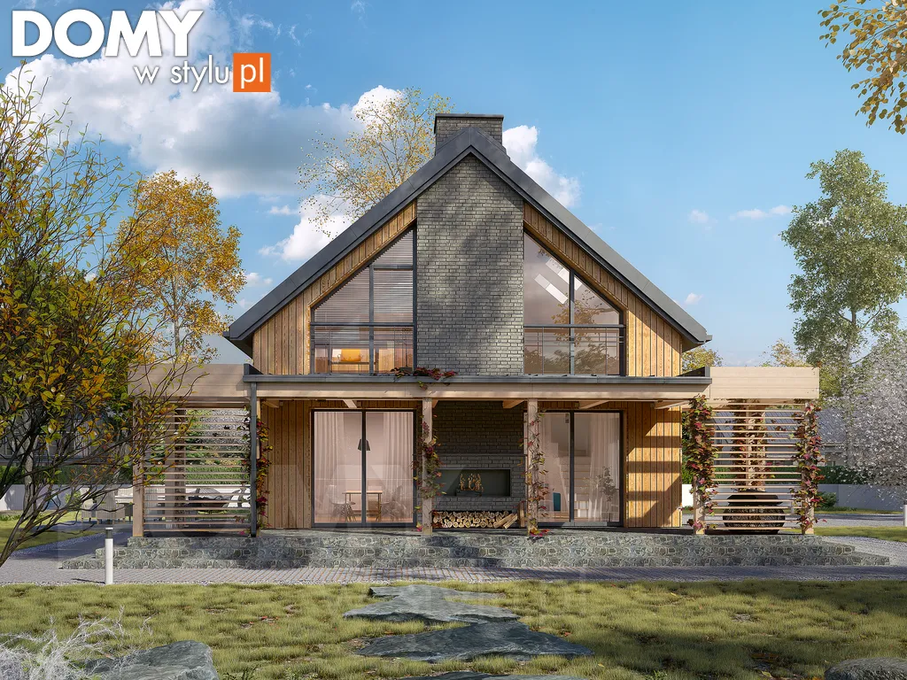 Nowoczesny projekt domu z poddaszem Weranda 3 - wizualizacja frontowa
