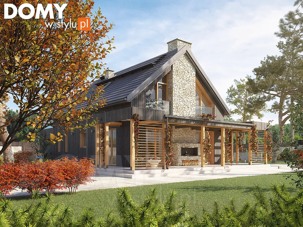 Nowoczesny projekt domu z poddaszem Weranda 6 - wizualizacja frontowa