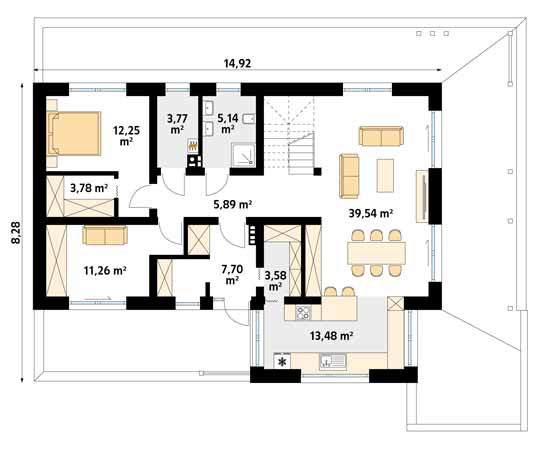 Projekt domu Weranda 7 - rzut parteru