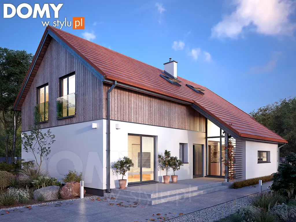 Nowoczesny projekt domu z poddaszem Weranda 7 - wizualizacja frontowa