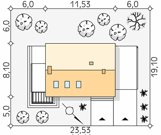 Projekt domu Weranda dr-S - usytuowanie na działce