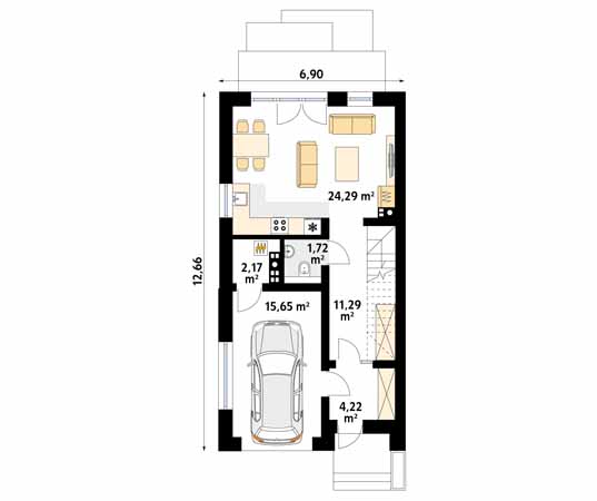 Projekt domu Wiąz W - rzut parteru
