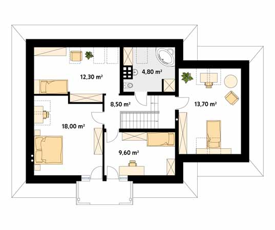 Projekt domu Wierzba - rzut poddasza