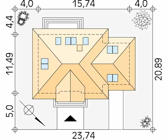Projekt domu Wierzba - usytuowanie na działce