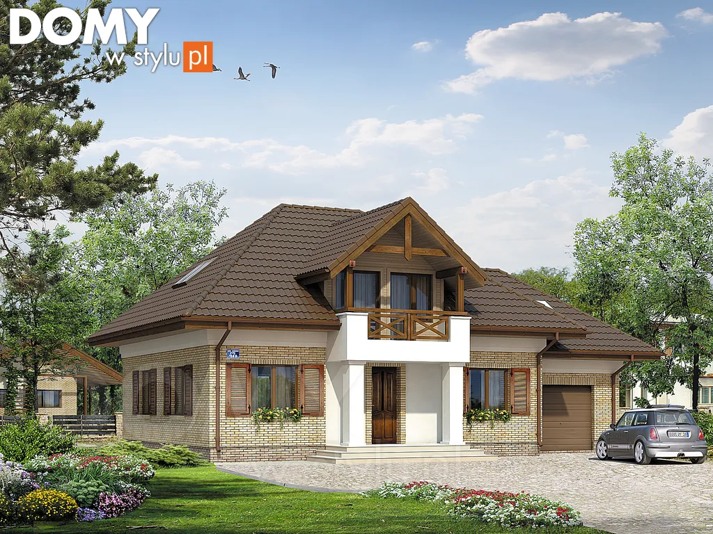 Projekt domu z poddaszem Wierzba - wizualizacja frontowa