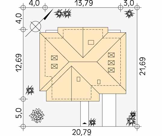 Projekt domu Wiking - usytuowanie na działce