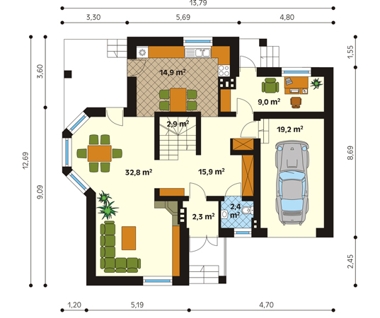 Projekt domu Wiking 2 - rzut parteru