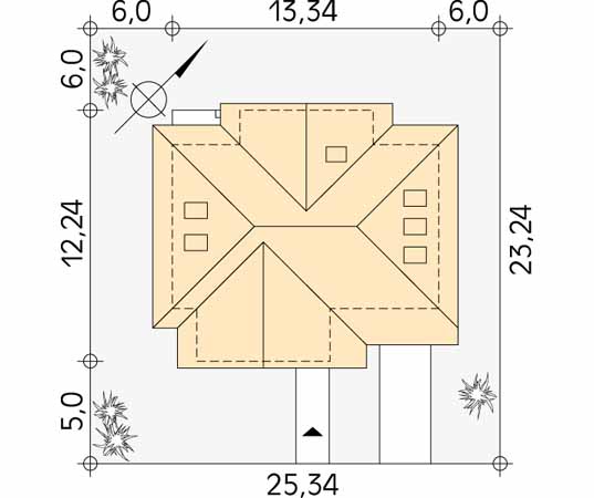 Projekt domu Wiking dr-S - usytuowanie na działce